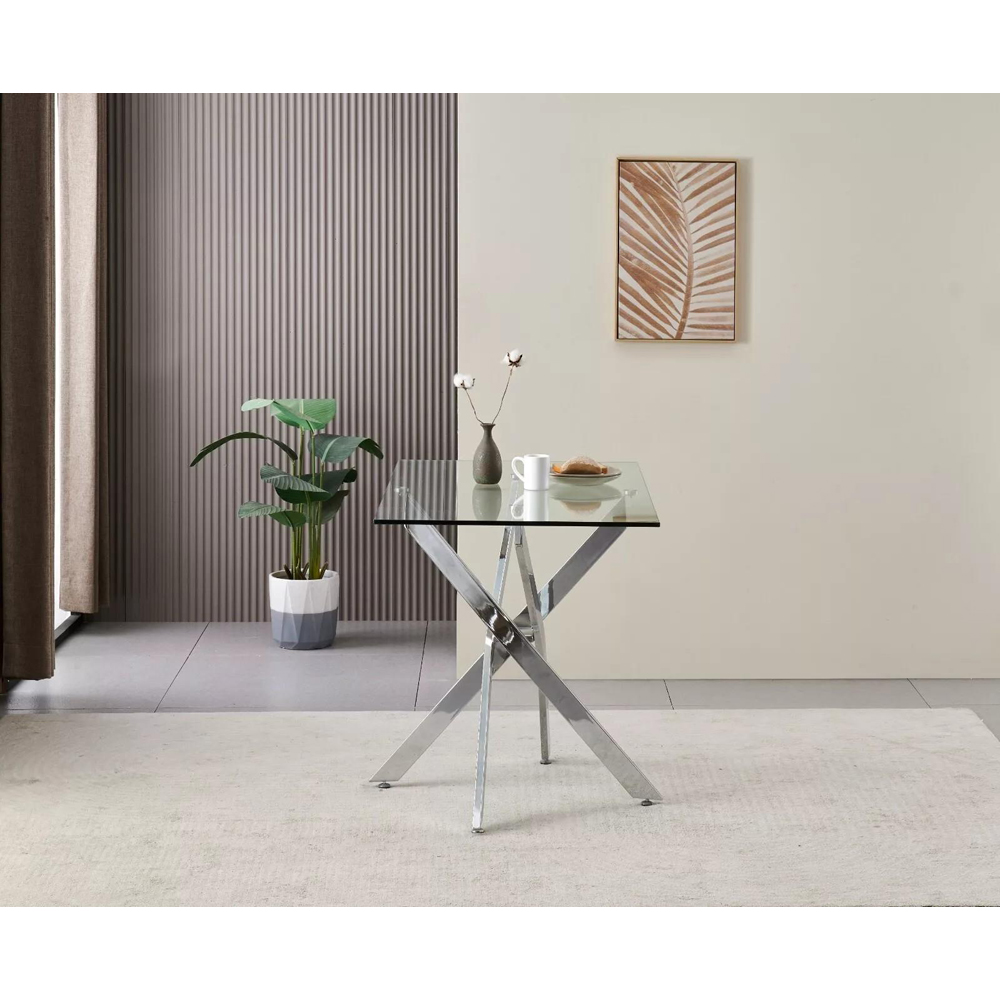 Kosy Koala Glass Rectangle Dining Table with Chrome Legs Image 4