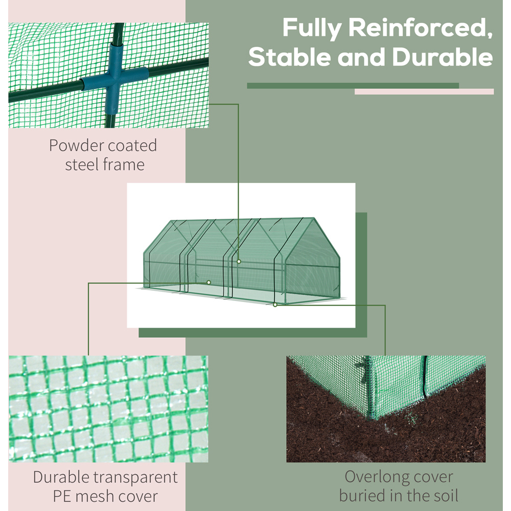 Outsunny Portable Plastic Mesh Cover 8.8 x 2.9ft Greenhouse Image 6