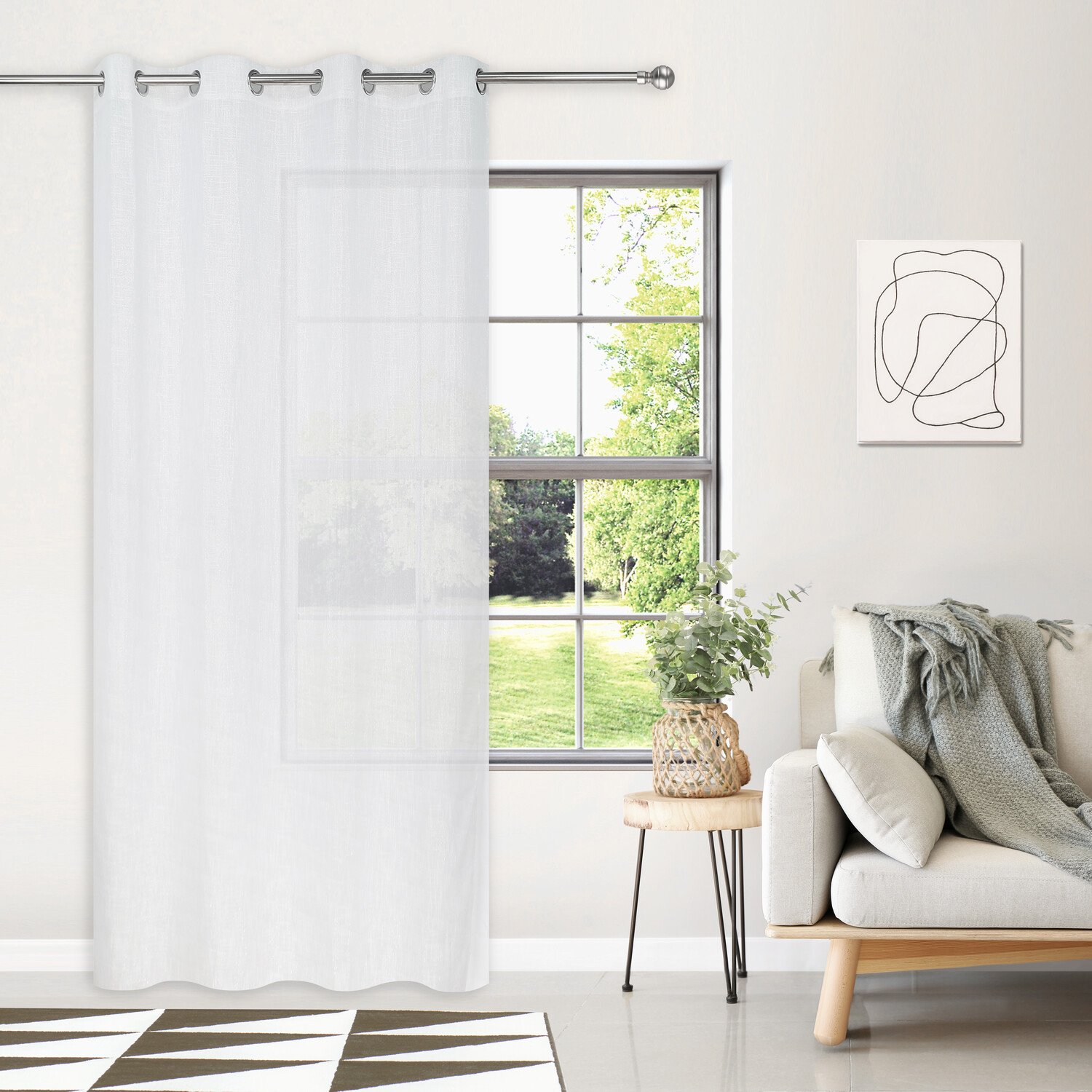 Cosmo Slub Voile Curtain Silver Image 1
