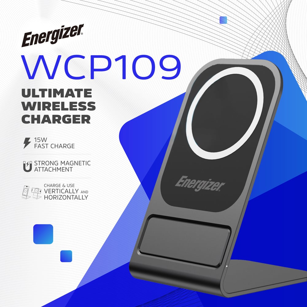 Energizer WCP109 Black QI Wireless Charging Stand 15W Image 2