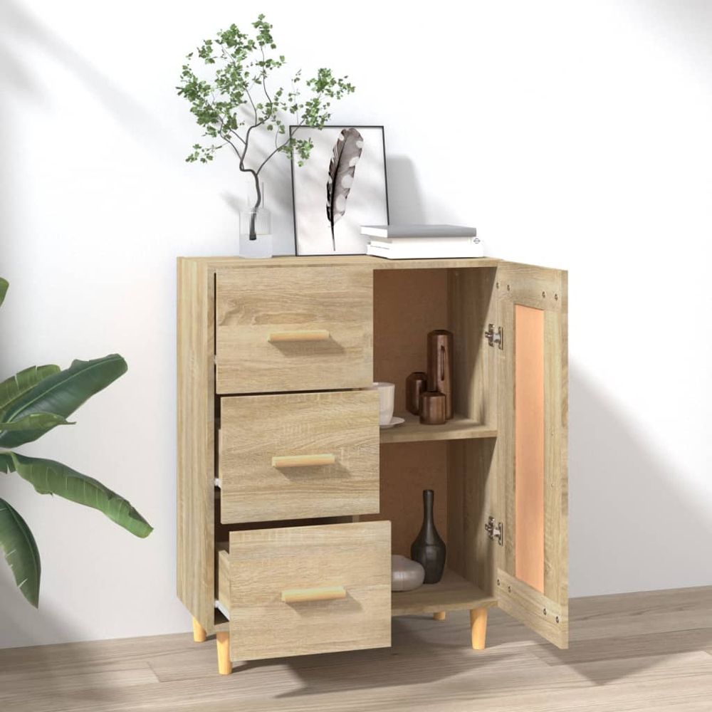 vidaXL Single Door 3 Drawer Sonoma Oak Sideboard Image 3