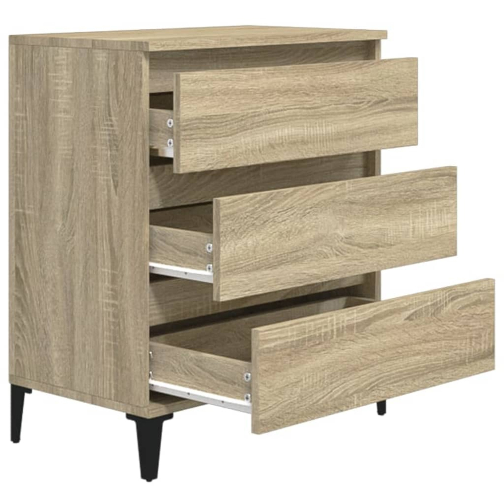vidaXL 3 Drawer Sonoma Oak Sideboard with Metal Legs Image 7