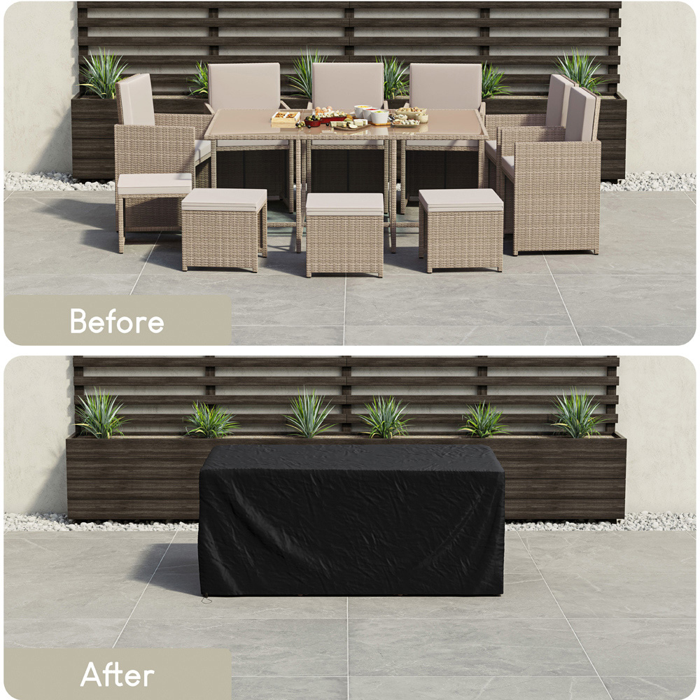 GARDEN VIDA Cuba 10 Seater Grey PE Rattan Garden Dining Set with Cover Image 7