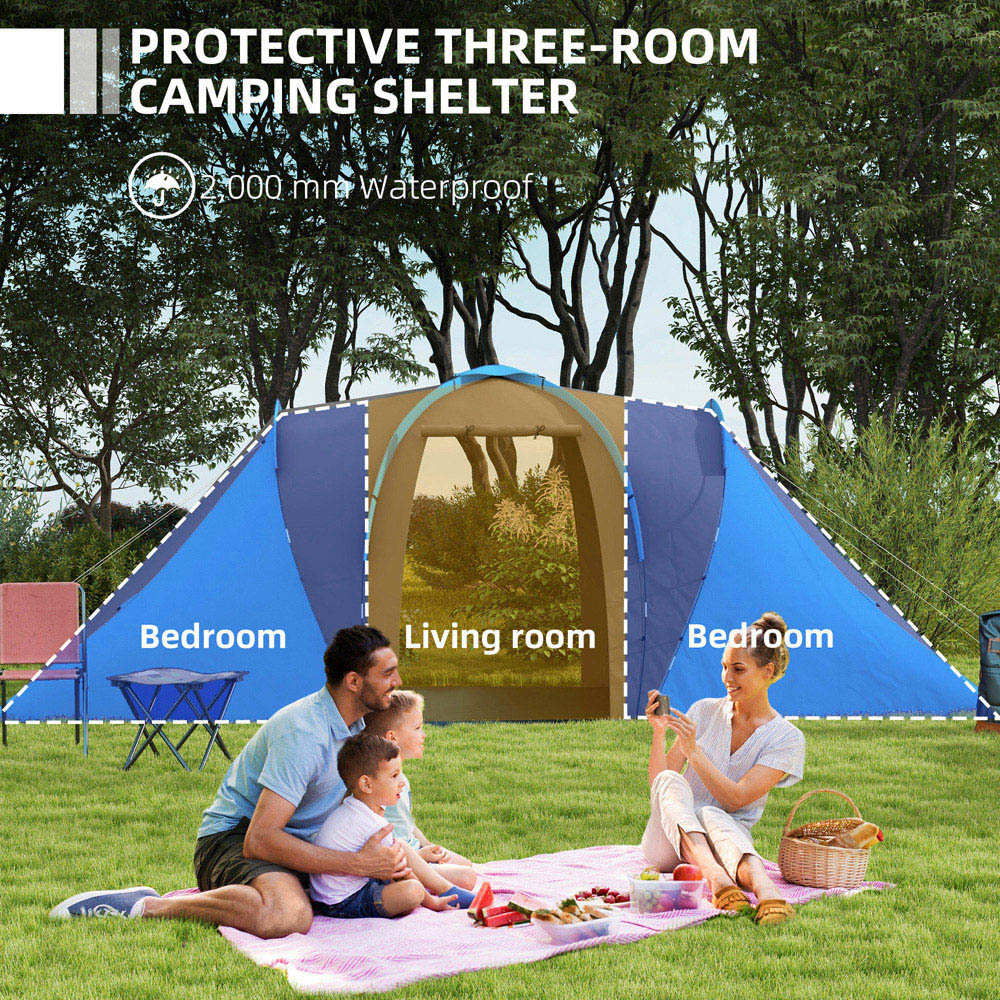 Outsunny 4-6 Person Waterproof Camping Tent Blue Image 4
