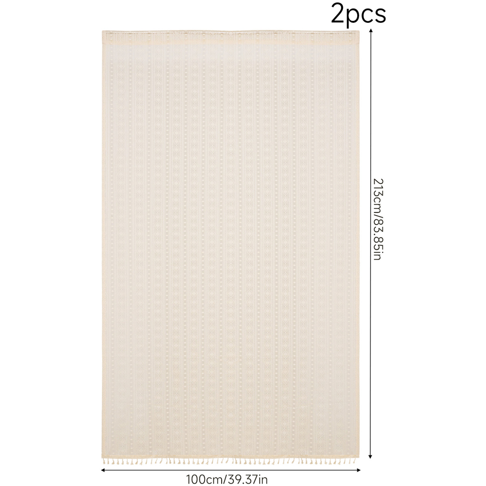 Living and Home Beige Geometric Semi Sheer 2 Panel Curtain 100 x 213cm Image 9
