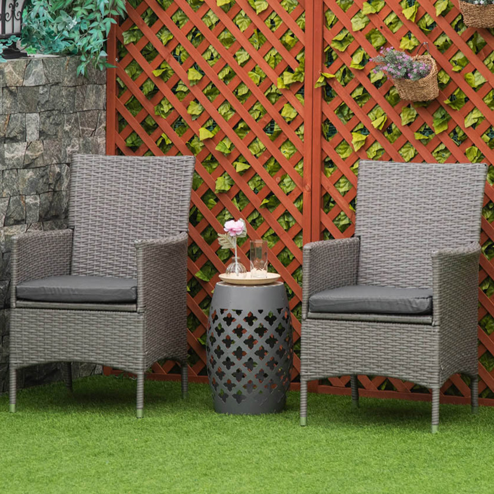 Outsunny Set of 2 Grey Rattan Dining Chair Image 1