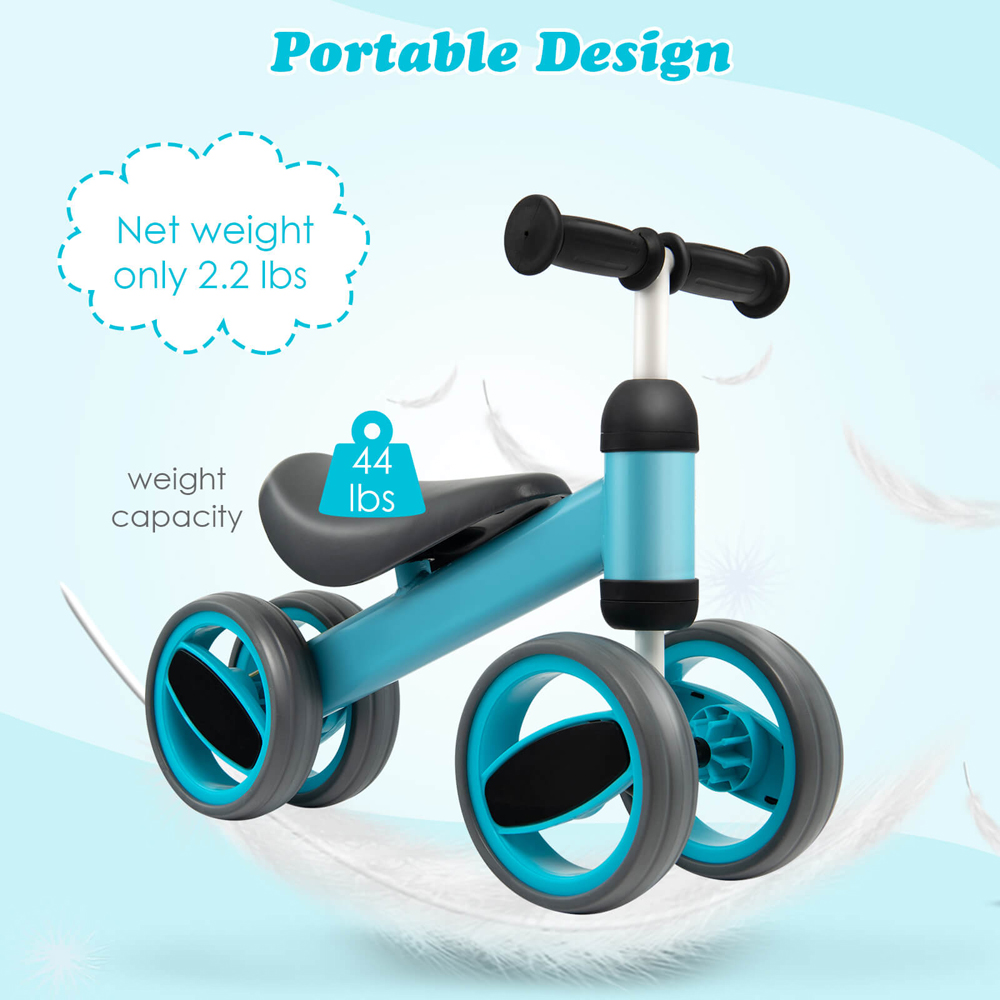 Costway Blue Baby Balance Bike with 4 Wheels Image 3