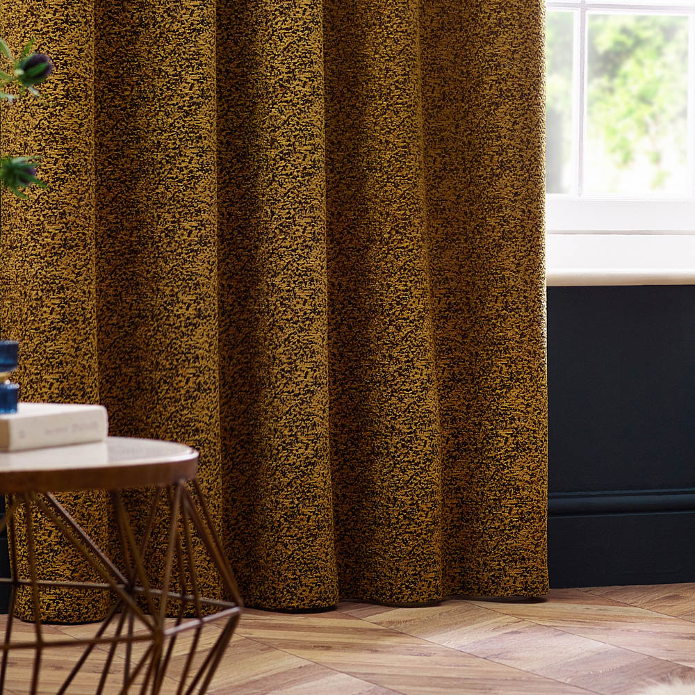Paoletti Galaxy Gold Chenille Eyelet Curtain 229 x 183cm Image 4