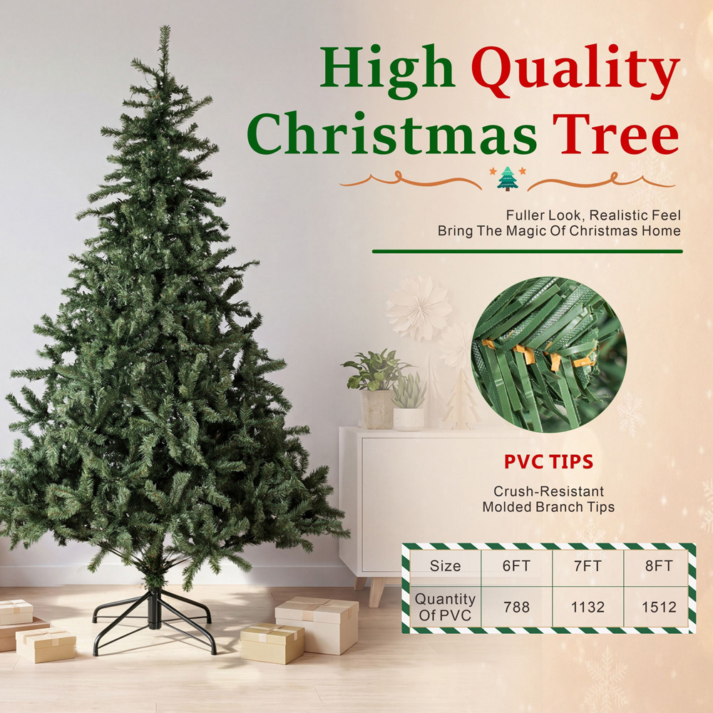 Abrihome Green Artificial Christmas Tree with 1512 Tips 8ft Image 7