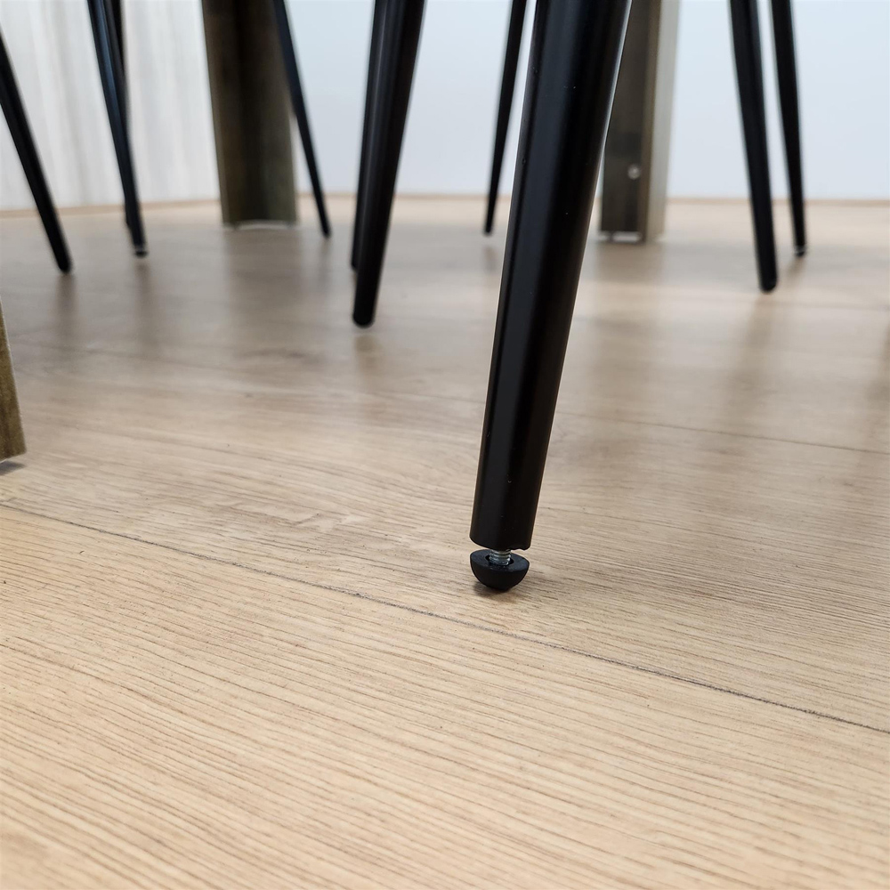 Portland 4 Seater Velvet Dining Set Wood Effect and Green Image 6