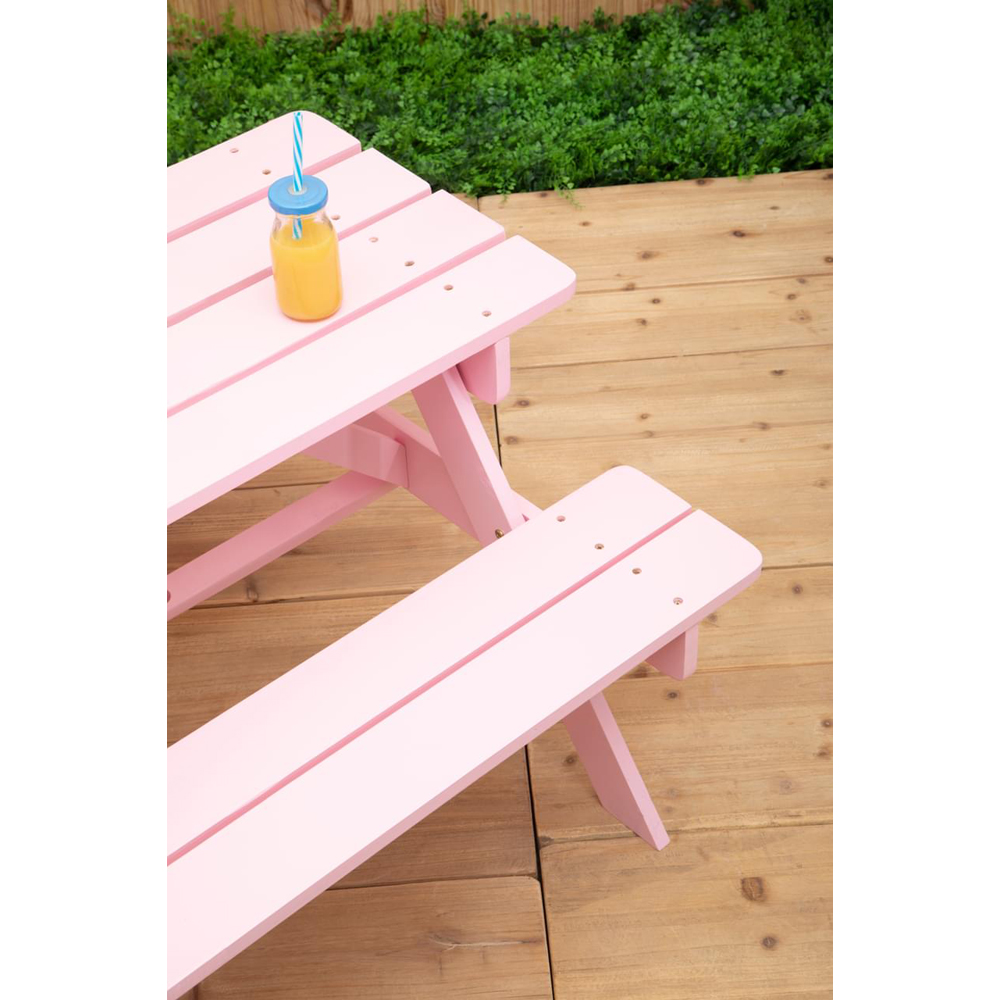 Premier Housewares Kids Brighton Wood Pink Picnic Bench Image 8