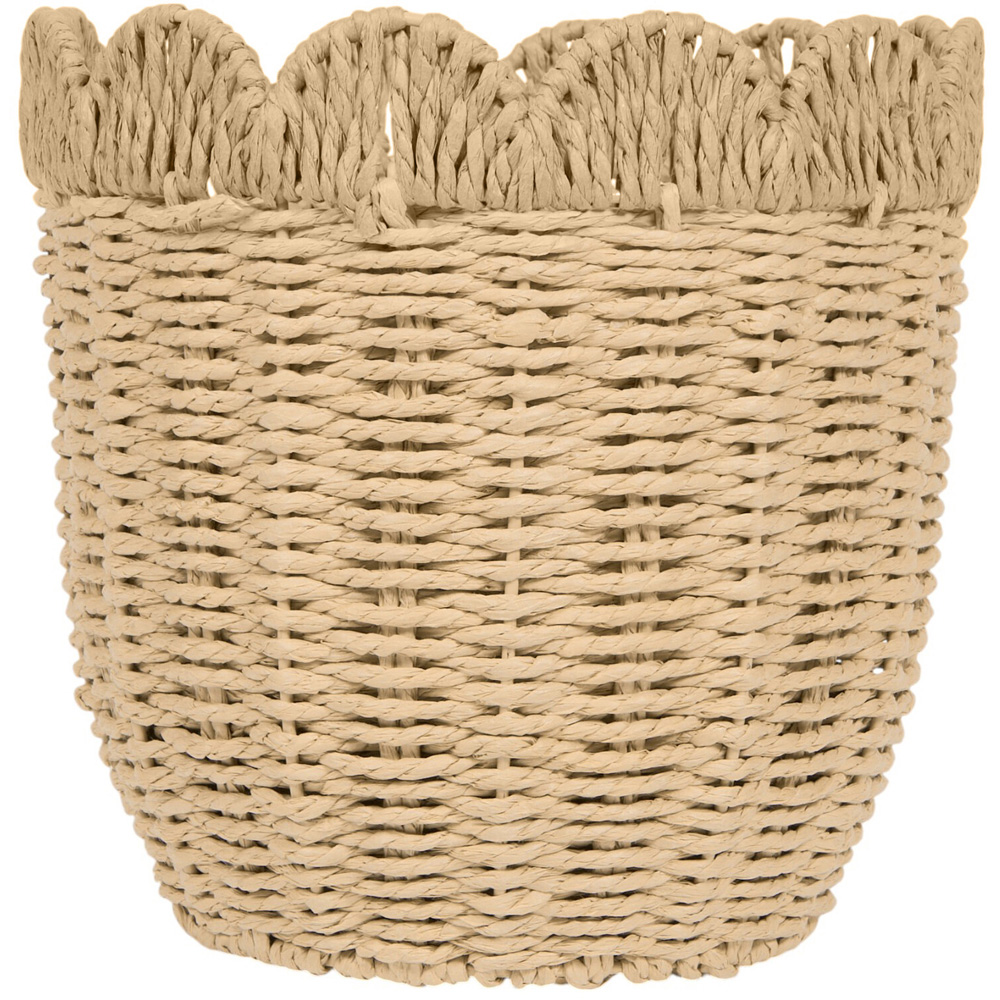 Set of 2 Aspen Scalloped Woven Planters - Brown Image 4