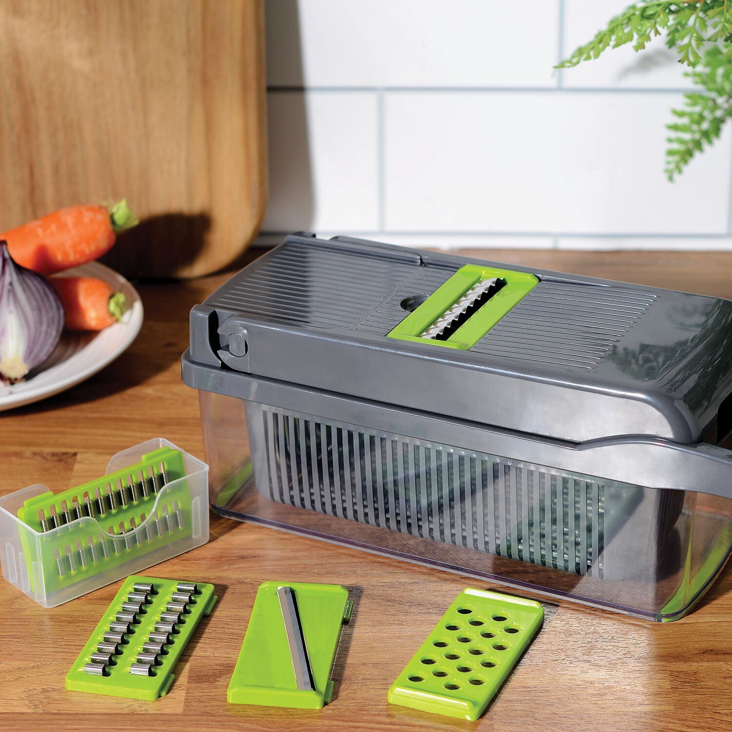 MY Vegetable Cutting Chopper - Grey and Green Image 11