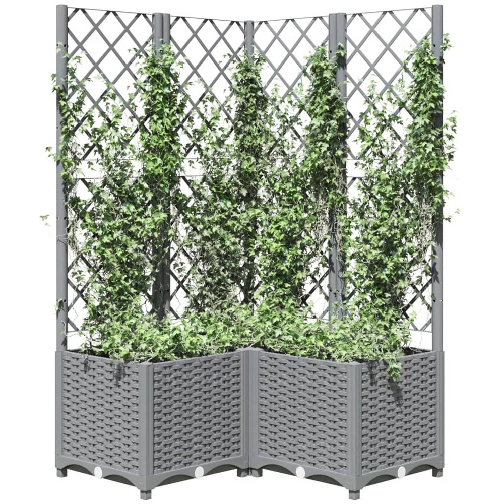 vidaXL Light Grey Polypropylene Garden Planter with Trellis 80 x 80 x 136cm Image 2