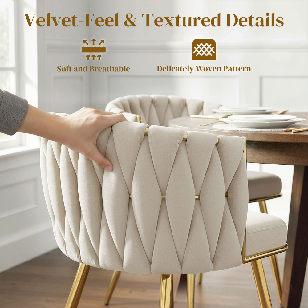 Portland Set of 2 Cream Upholstered Dining Chair  Image 6