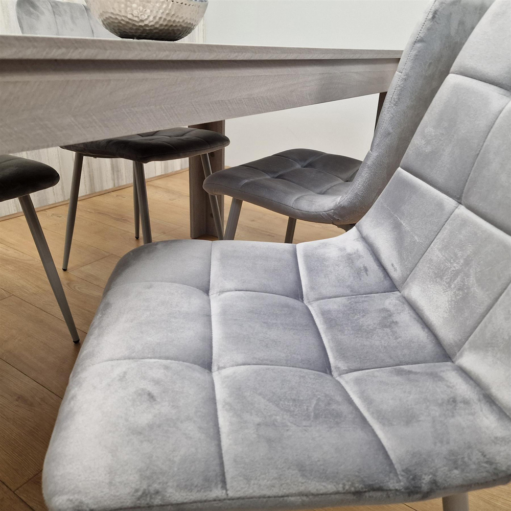 Portland 4 Seater Velvet Dining Set Grey Image 7