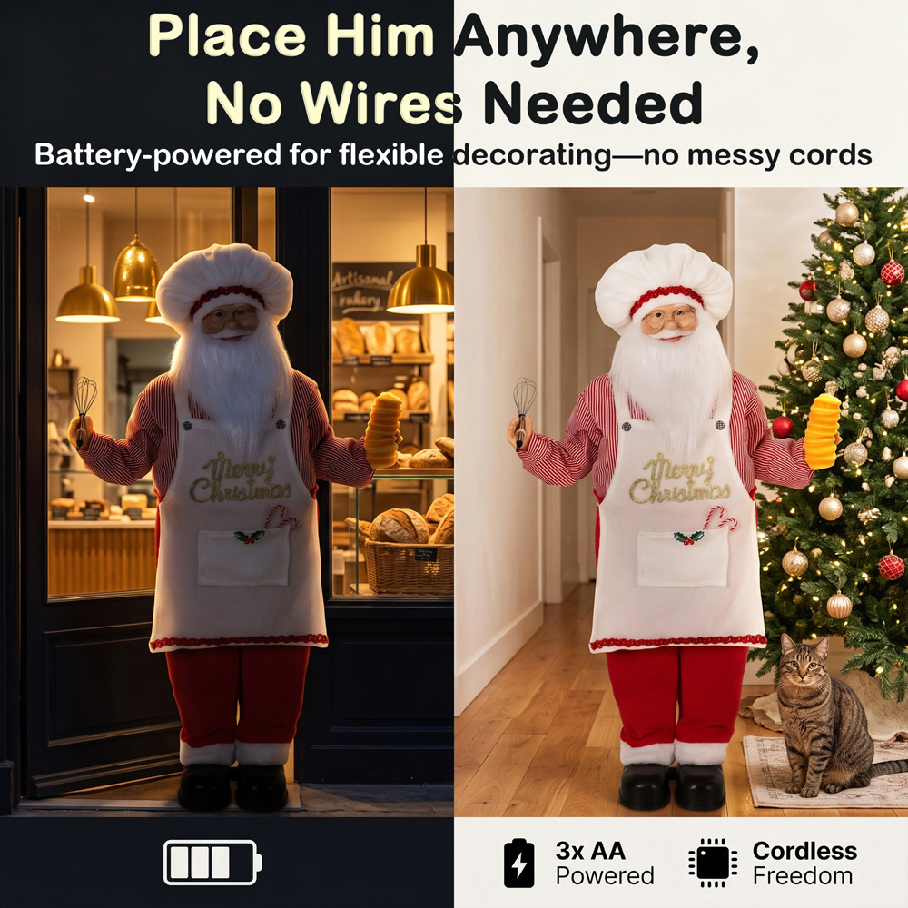 HOMCOM Singing and Cooking Santa Claus with Head Moving Christmas Decoration 4ft Image 7