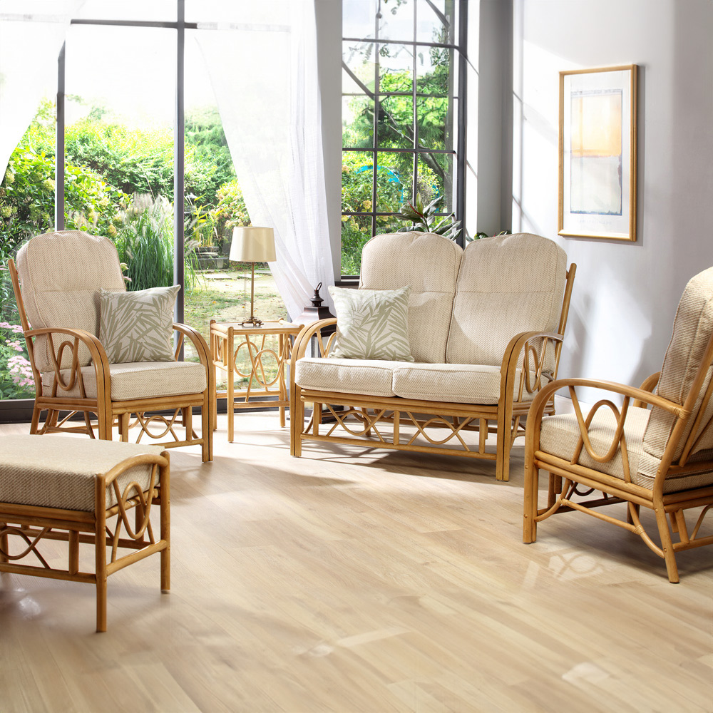 Desser Bali 4 Seater Beige and Cream Natural Rattan Sofa Set Image 1