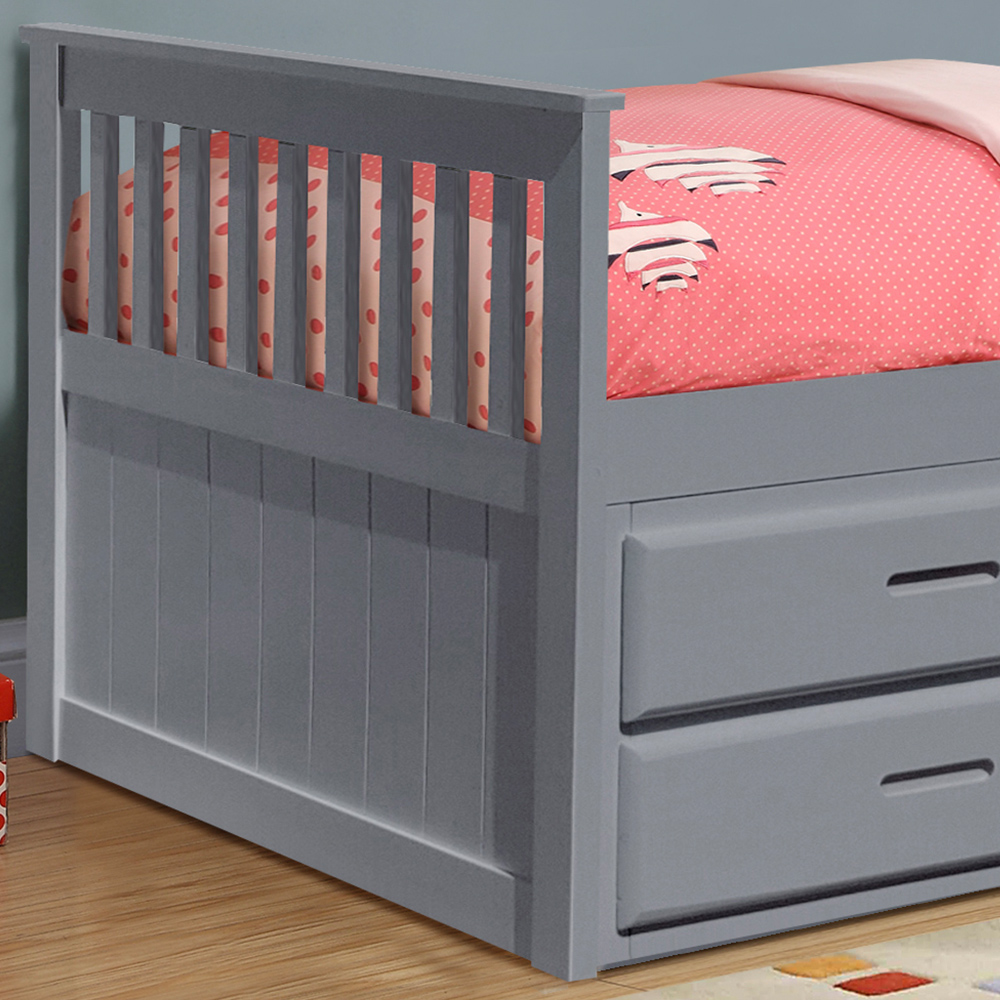 Comfy Living Single Captains Cabin Style Grey Wooden Bed with Storage Image 3