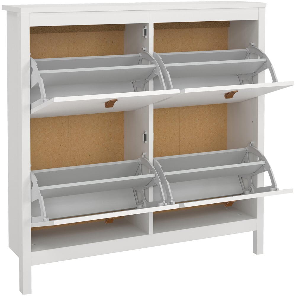 Florence Barcelona 4 Flip Down Doors White Shoe Cabinet Image 4
