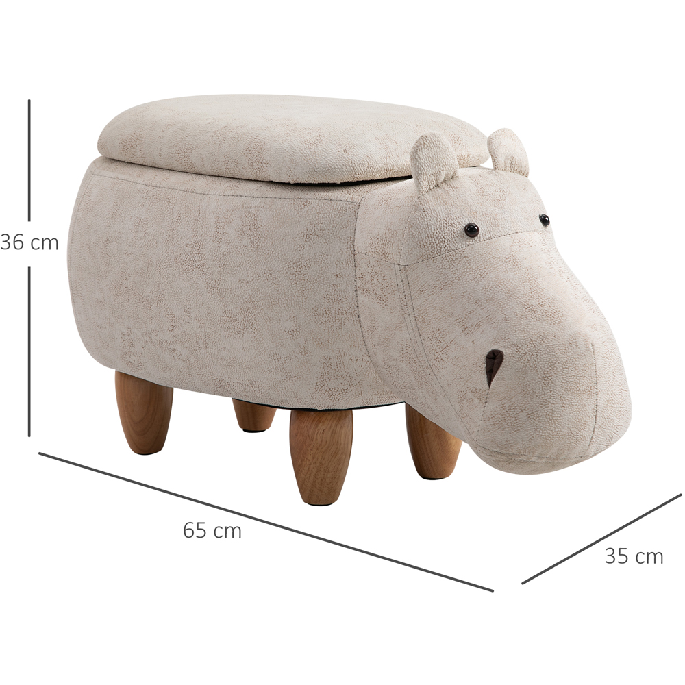 HOMCOM Cream Hippo Ottoman Stool Image 8
