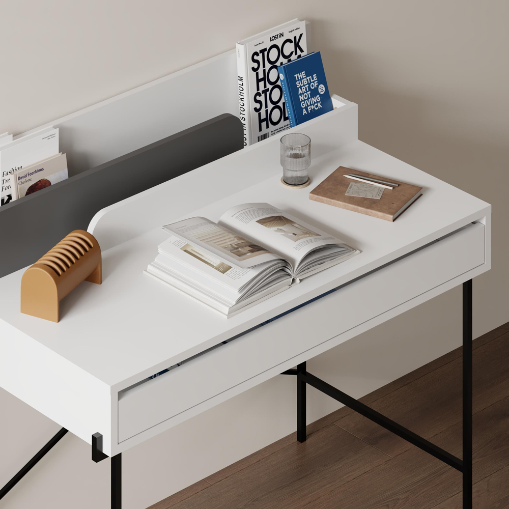Decortie Leila Table with Hutch White Image 5