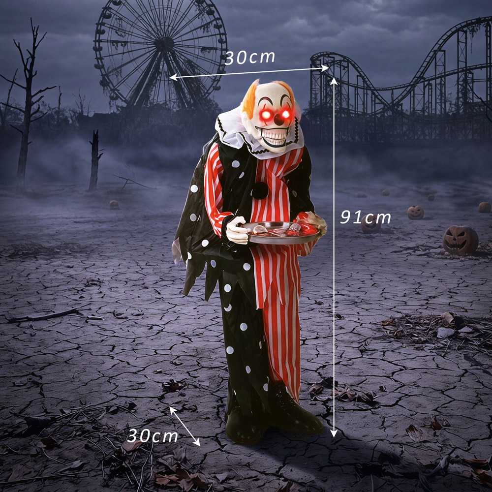 HOMCOM Light Up Animated Clown Halloween Decoration 3ft Image 9