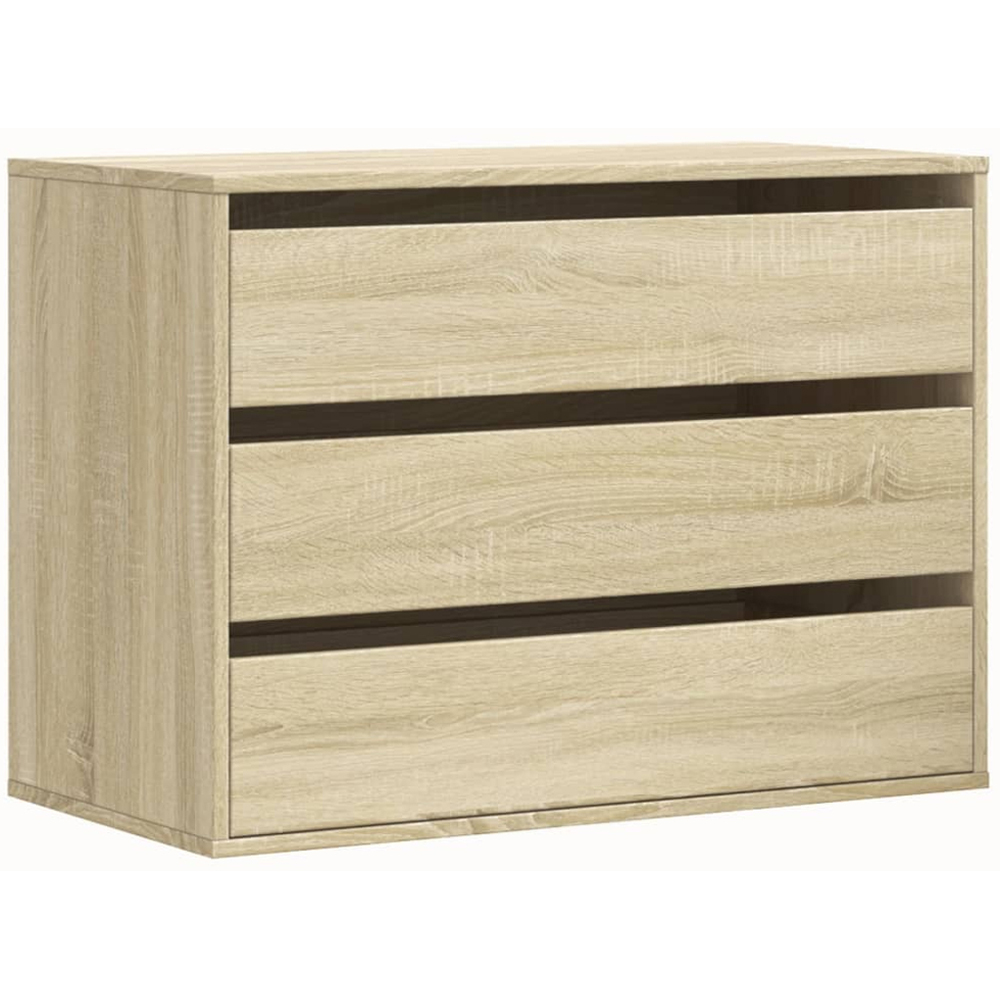 vidaXL 3 Drawer Sonoma Oak Wooden Chest of Drawers Image 2