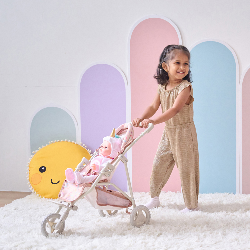 Teamson Kids Olivia's Little World Beige Confetti Doll Jogging Stroller Image 6