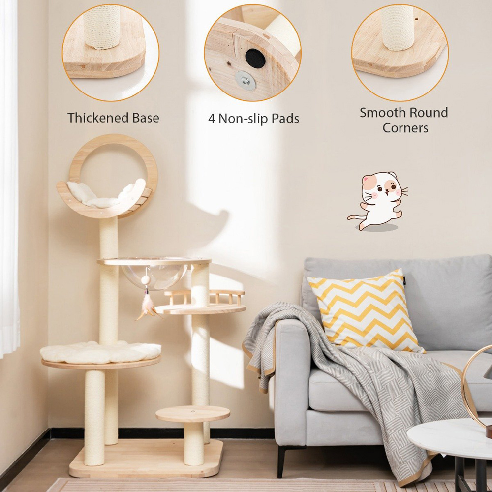 Costway 145cm 4 in 1 Sisal Rope Cat Tree Scratcher Image 3