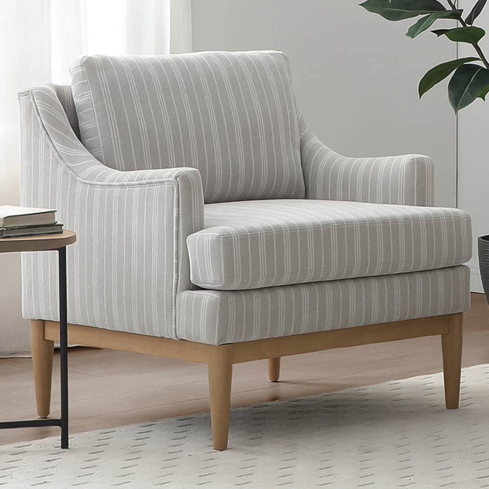 Brody Natural Strip Chenille Padded Back Armchair Image 1