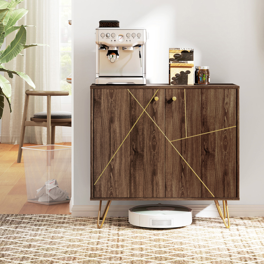 HOMCOM Brown Kitchen Sideboard Storage Cabinet Image 8