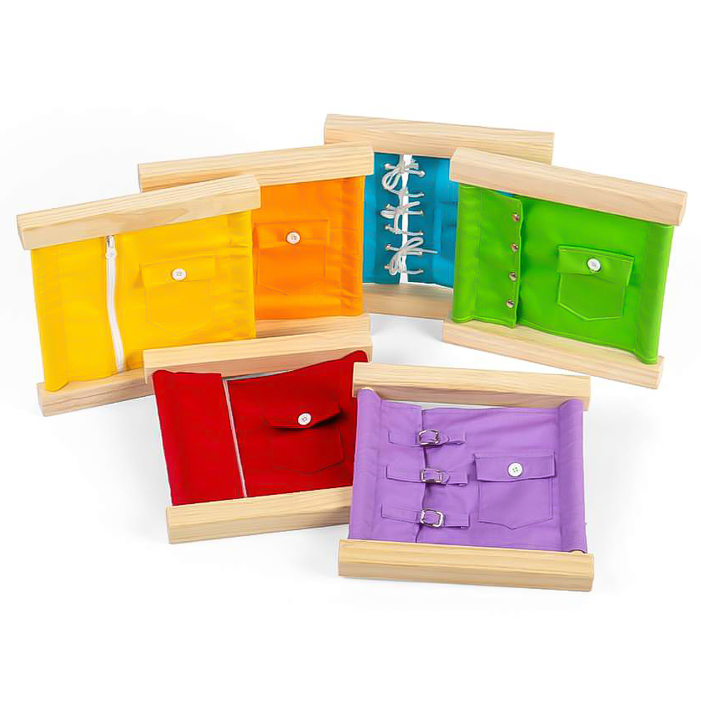 Bigjigs Toys Kids 6 Piece Learn To Dress Wooden Fastening Frame Set Image 3