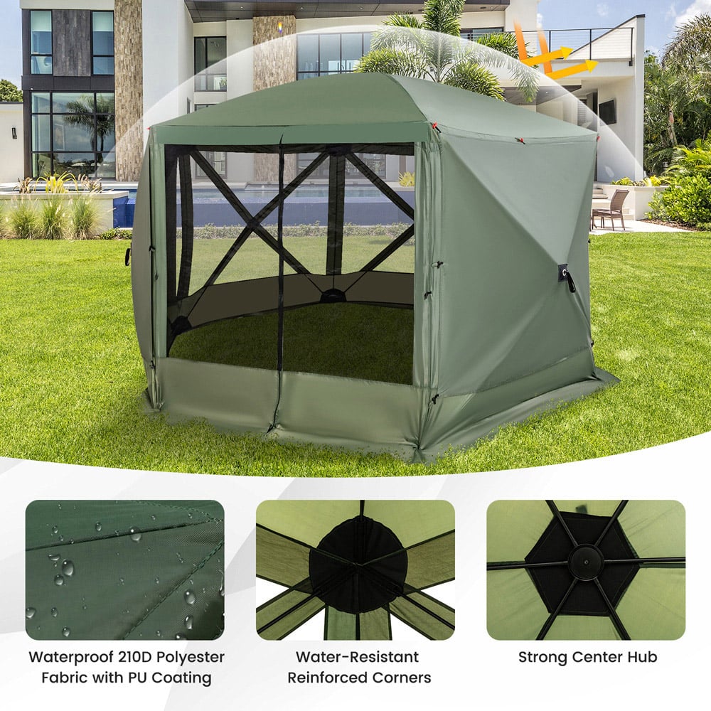 Costway 3.4 x 3.4m Green Camping Gazebo Image 3