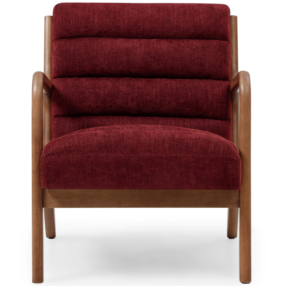 Otis Wine and Brown Chenille Static Ribbed Armchair Image 2
