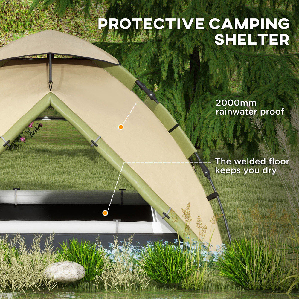 Outsunny 3-4 Person Waterproof Camping Tent Dark Green Image 5