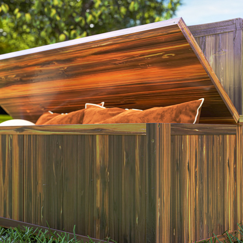 Outsunny 2 Seater Brown Wood Storage Bench Image 3
