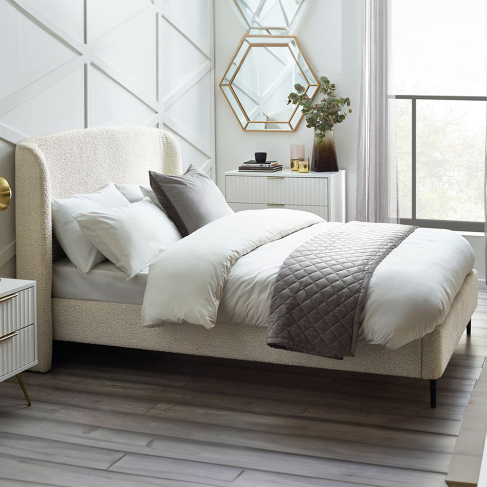 Julian Bowen Eden King Size Ivory Boucle Bed Frame Image 1