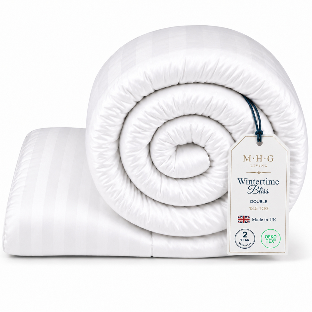 MHG Living Double White Striped Winter Hollowfibre Duvet 13.5 Tog Image 3