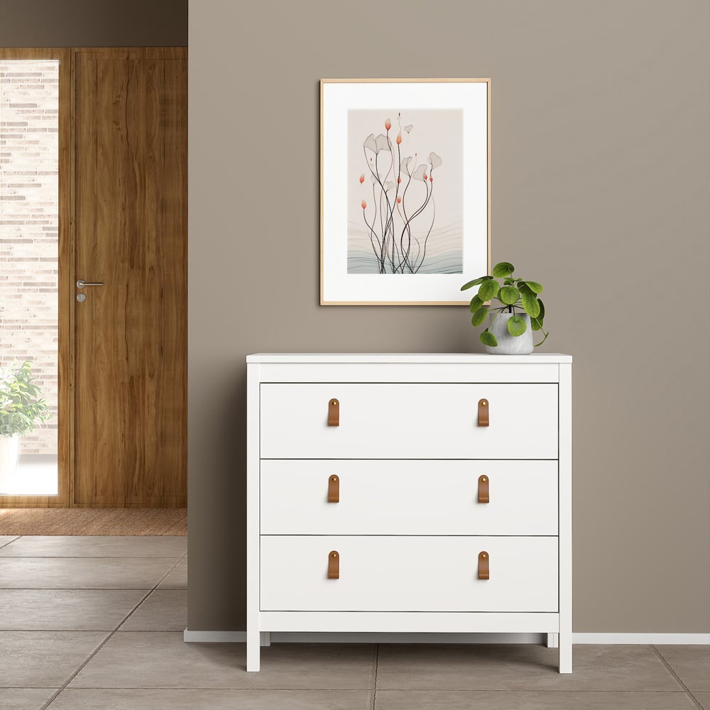 Florence Barcelona 3 Drawer White Chest of Drawers Image 6