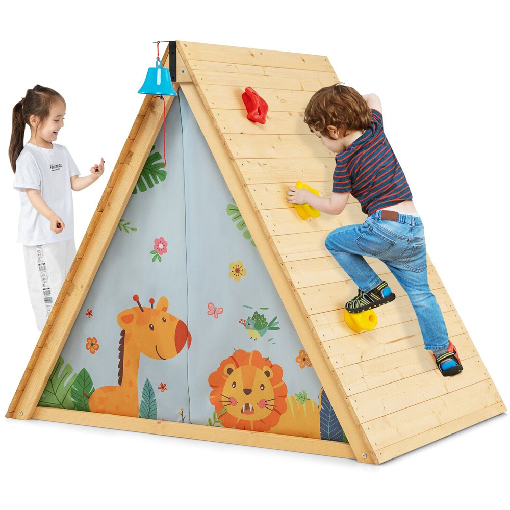 Costway Children Climbing Playhouse with Front Bell and Window Image 3