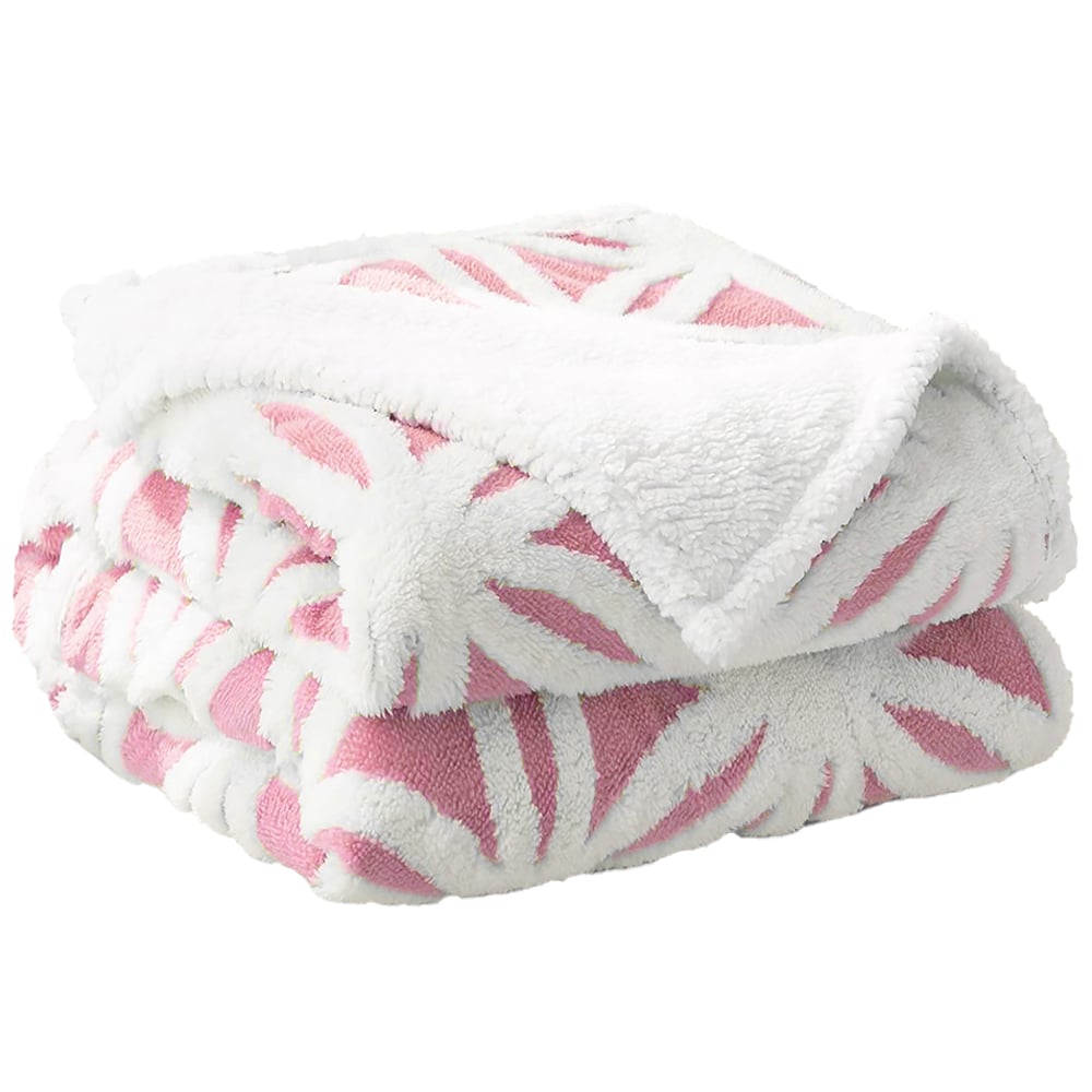 Velosso Coral Pink Orbit Sherpa Throw 127 x 152cm Image 1