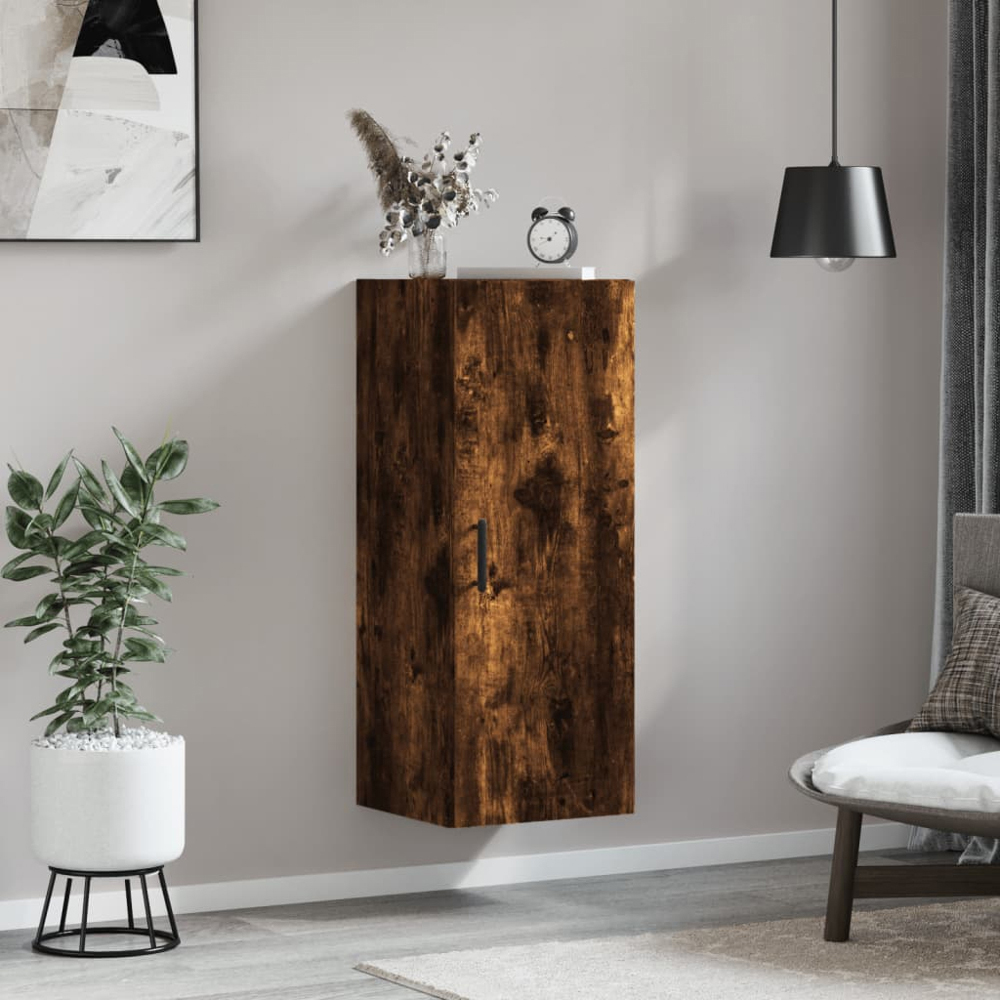 vidaXL Single Door Brown Smoked Oak Wall Mounted Cabinet Image 9