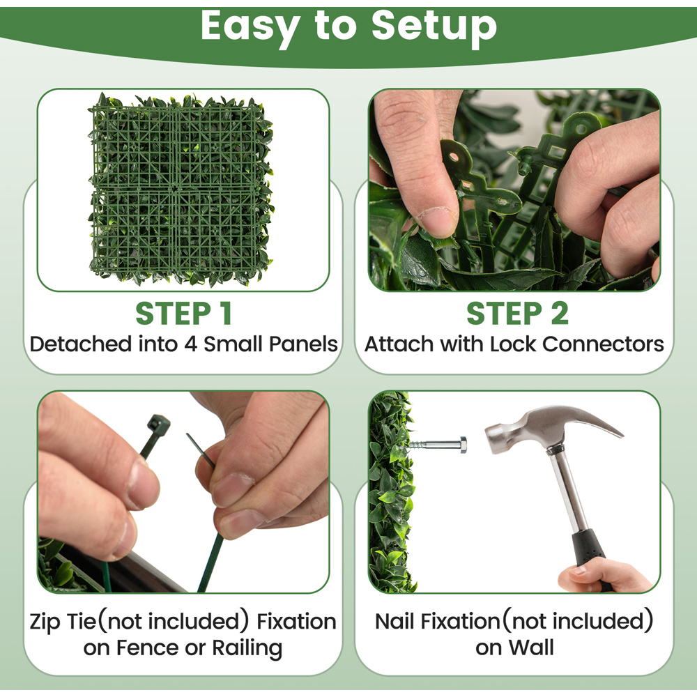 Costway 1.6 x 1.6ft Faux Boxwood Grass Wall Panels 12 Pack Image 5