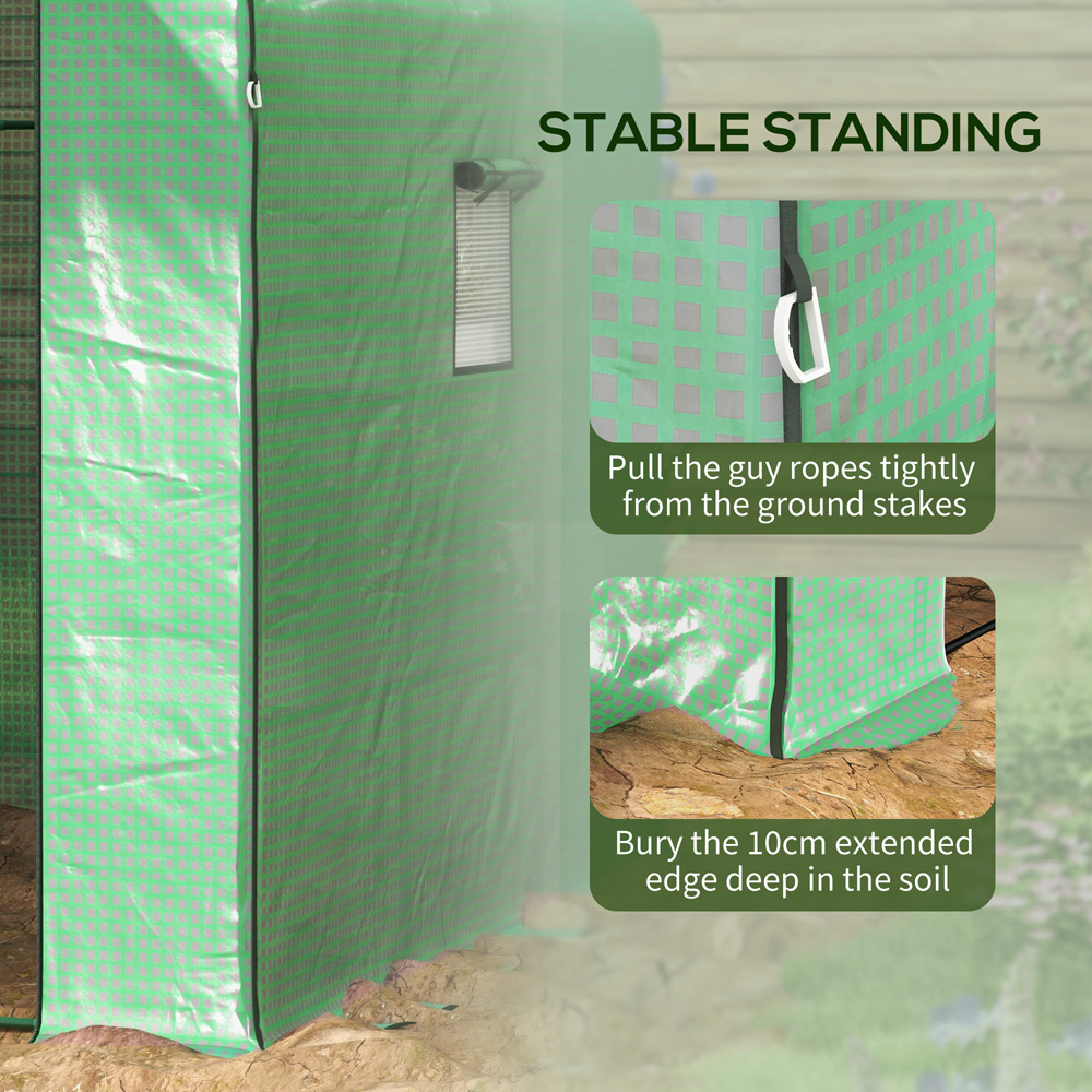 Outsunny Green Plastic 4.5 x 7ft Walk In Greenhouse Image 7