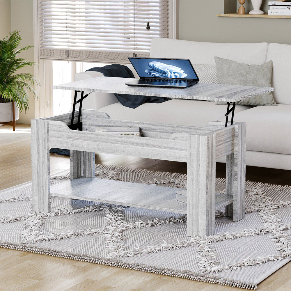 Vida Designs Grey Wood Lift Up Coffee Table Image 3