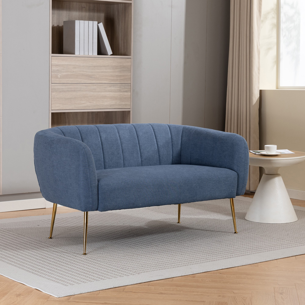 Artemis Home Stanton 2 Seater Light Denim Fabric Shell Accent Sofa Image 4