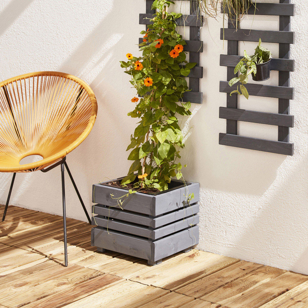 Cerland Geteborg Grey Wooden Rectangular Planter 33cm Image 3