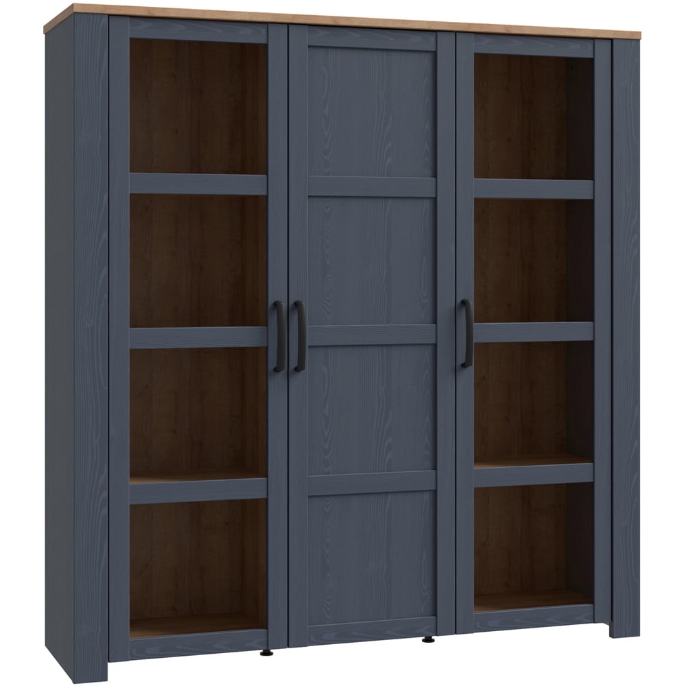 Florence Bohol 3 Door Riviera Oak and Navy Large Display Cabinet Image 2