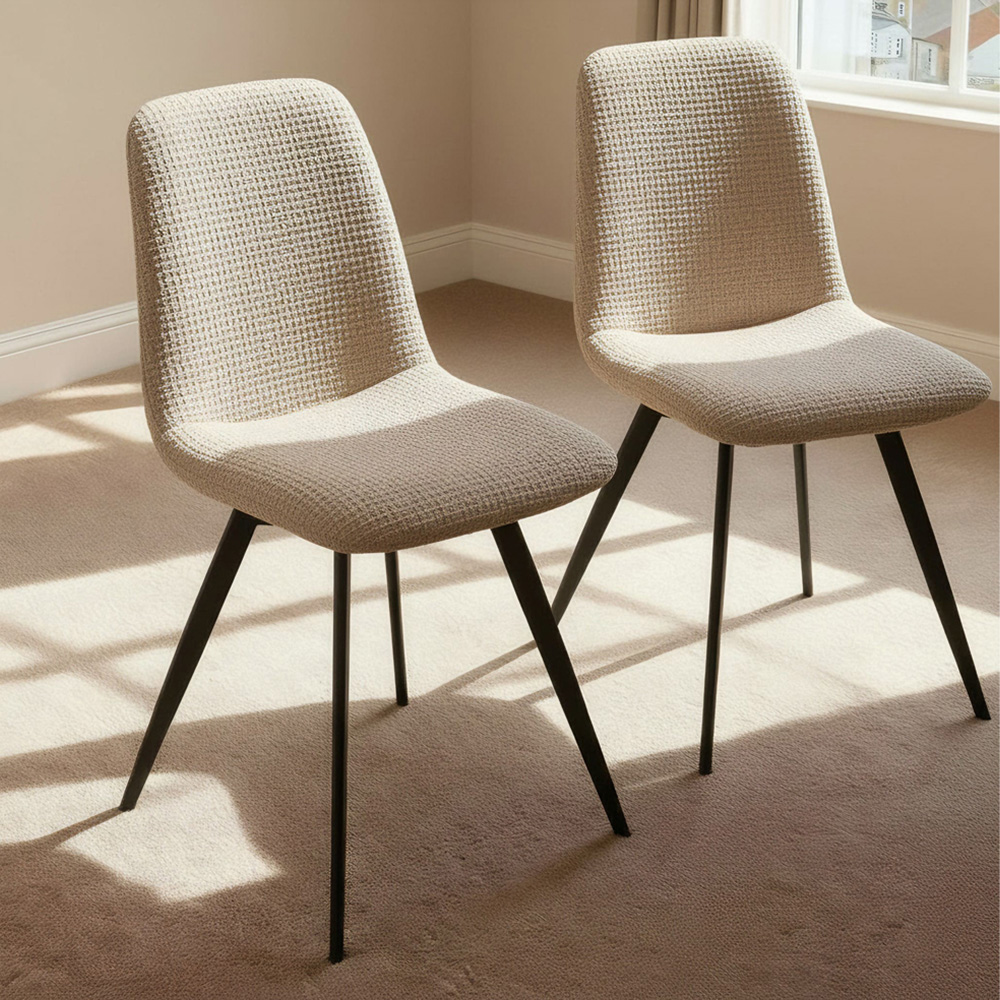Home Source Ashford Set of 2 Beige Upholstered Dining Chairs Image 4